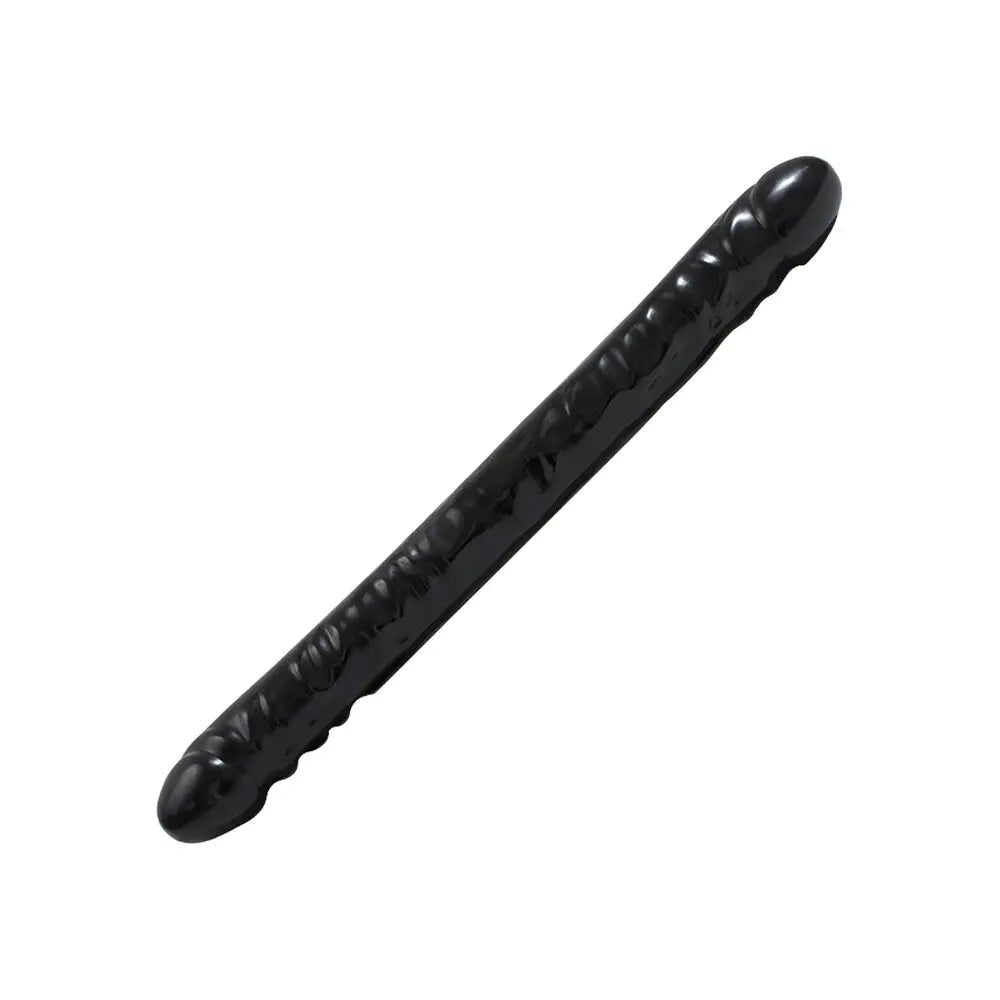 Penis-dull-18-inch Pvc Massive Black Double-ended Dildo with Veined Detail