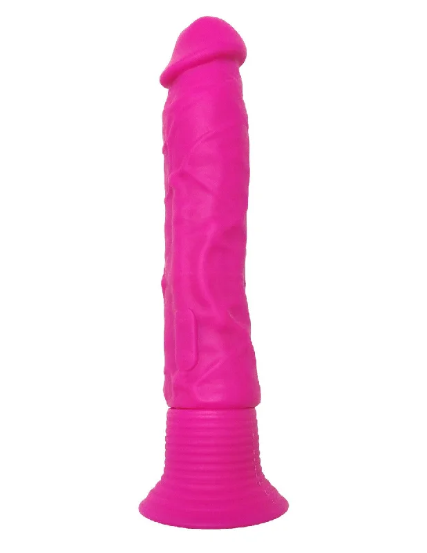 cock ring duo style-Neon Vibrating Silicone Wall Banger - Pink