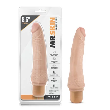 penis-measurement-tips-easy-Blush Dr. Skin Vibe 7 Realistic 8.5 in. Vibrating Dildo Beige