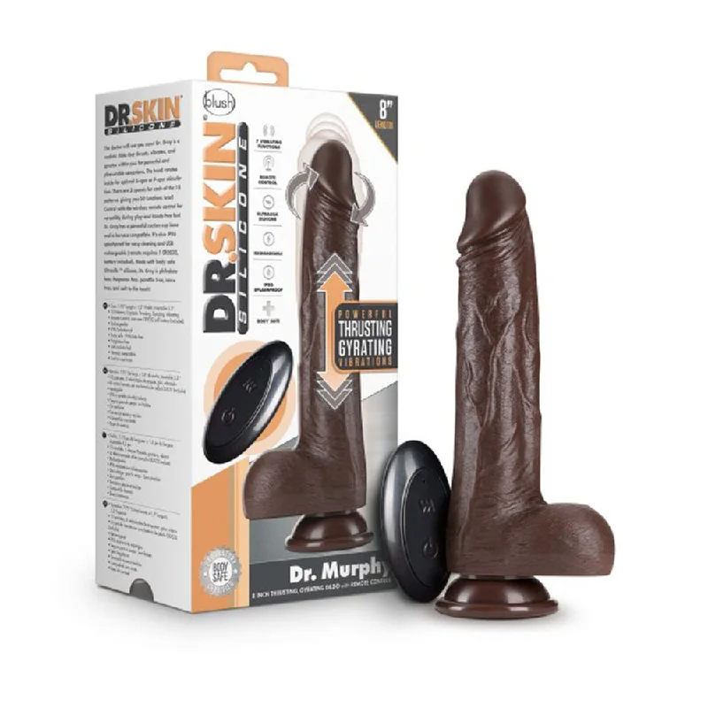 Dildo-engraved-Dr. Skin Dr. Murphy Thrusting Dildo Silicone 8 In. Chocolate