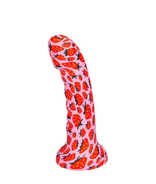 penis-pain-during-sleep-JUCI Dong – 7-Inch Silicone Suction Cup Dong with Strawberry Pattern