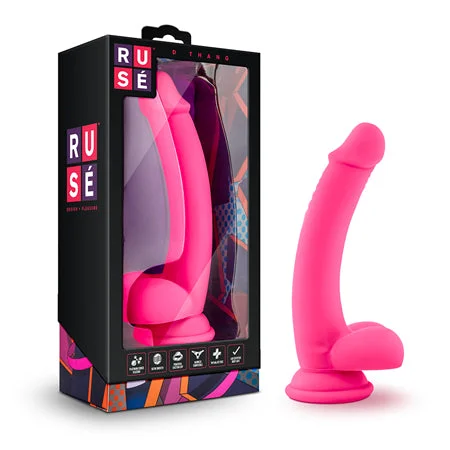 penis-stretching-results-real-Blush Ruse D Thang Semi-Realistic 7.75 in. Silicone Dildo with Balls & Suction Cup Hot Pink