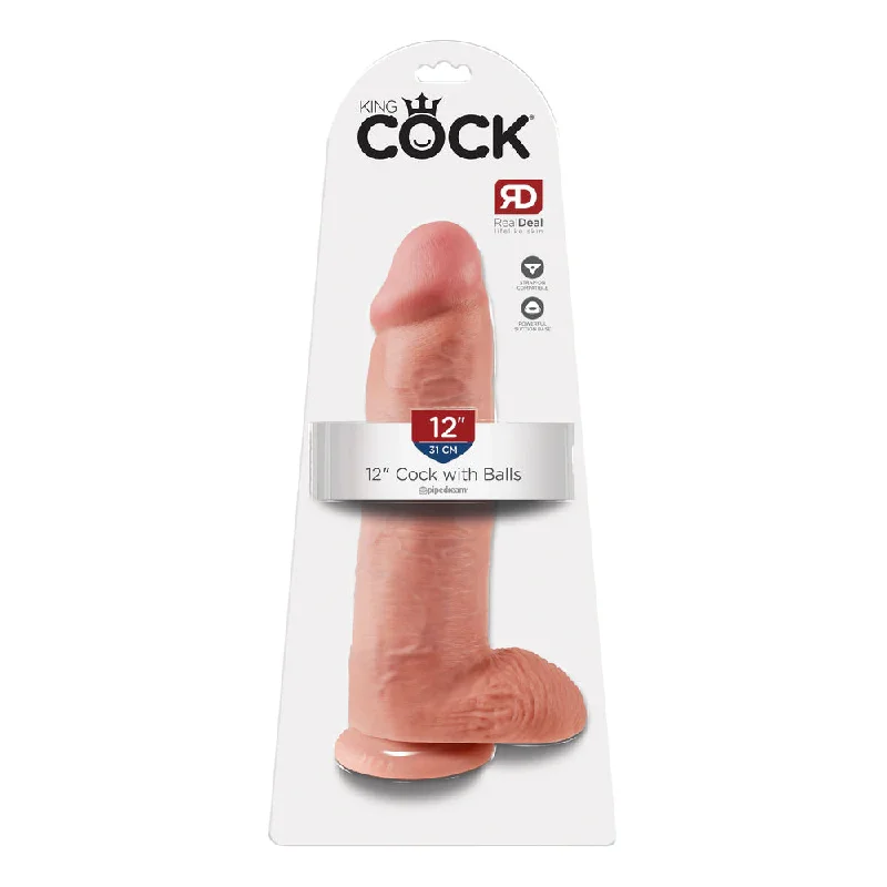 cock ring private texture-King Cock 12" Cock with Balls Flesh