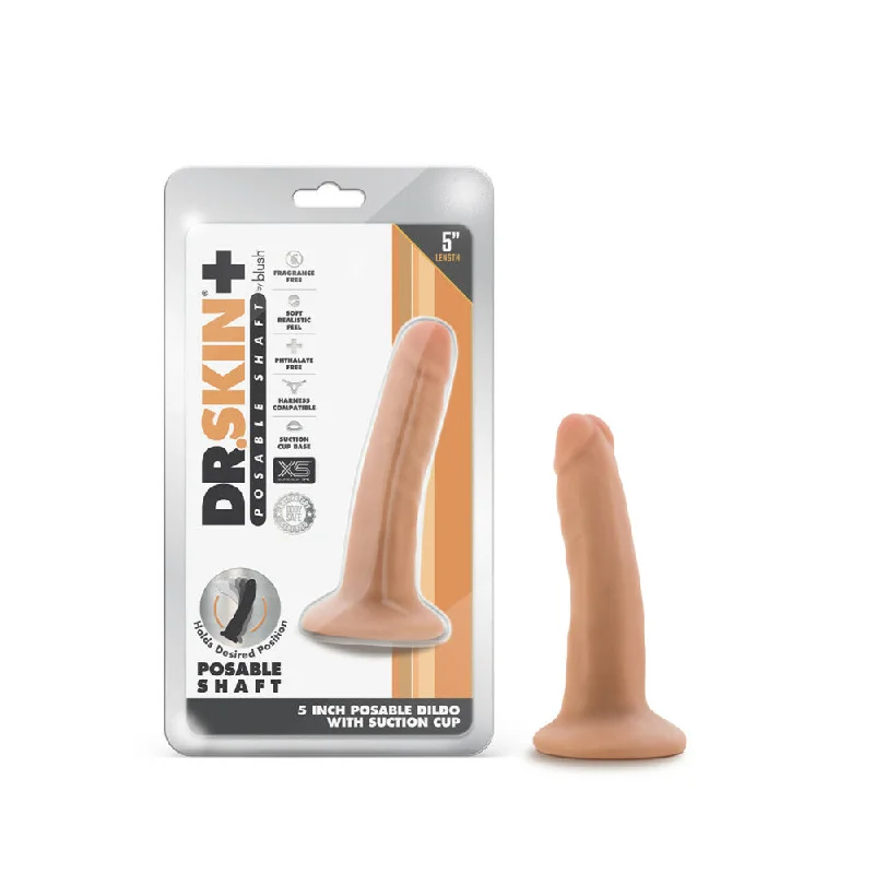 Penis-greasy-Dr. Skin Plus 5" Posable Dildo Vanilla