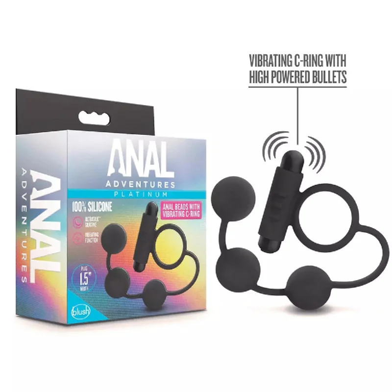 anal toys with ridged vibes-Anal Adventures Anal Beads with Vibrating Cock Ring by Blush Novelties