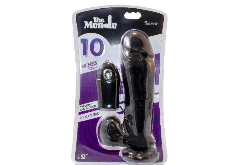 cock ring sensation style-Si-30331 10in THICK COCK W/BALLS W/EGG & SUCTION-BLACK