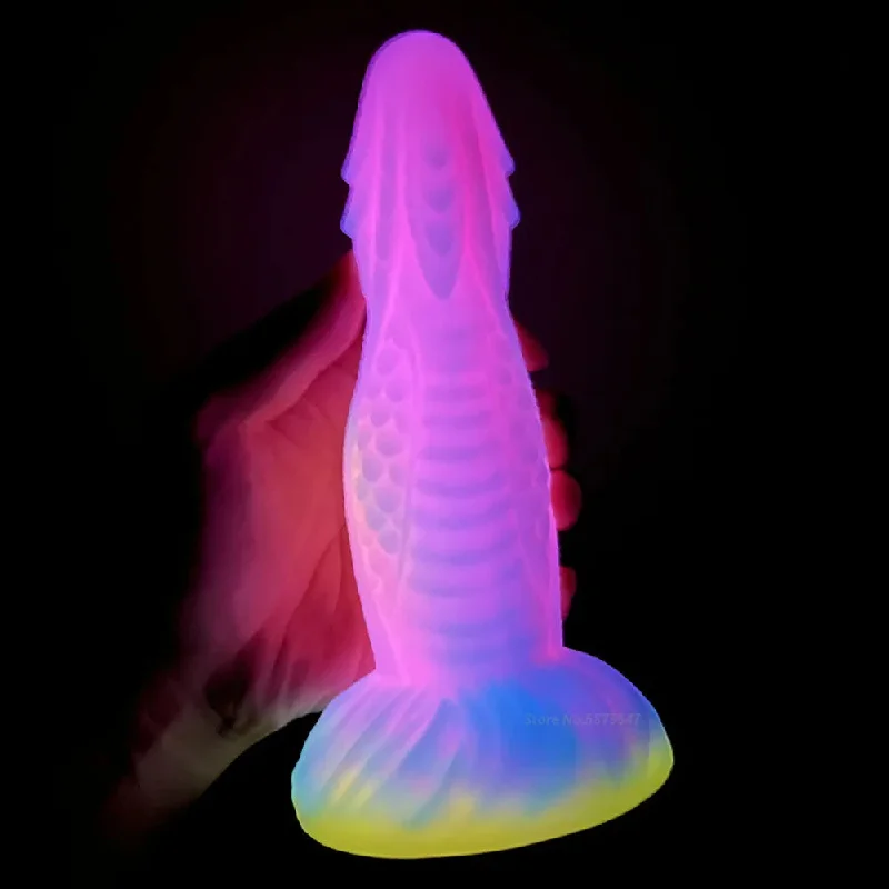 anal toys for intense vibes-Luminous Dragon Dildo Anal Plug - Realistic Monster Dildos Vagina Prostate Massager