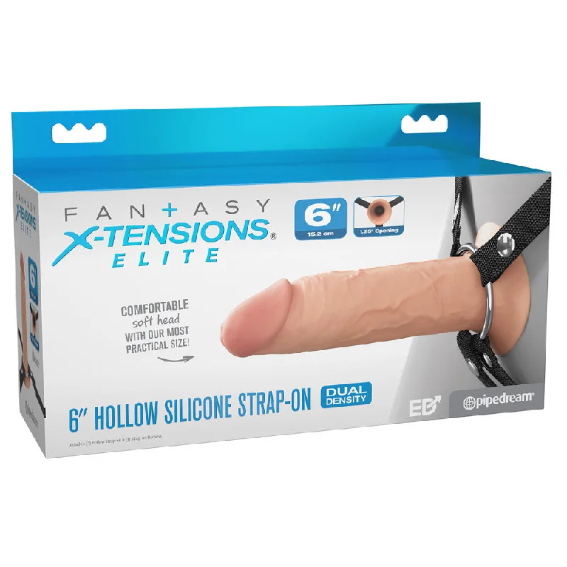 cock ring optimal fit-FX Elite 6'' Silicone Hollow Strap-On - Flesh 15.2 cm