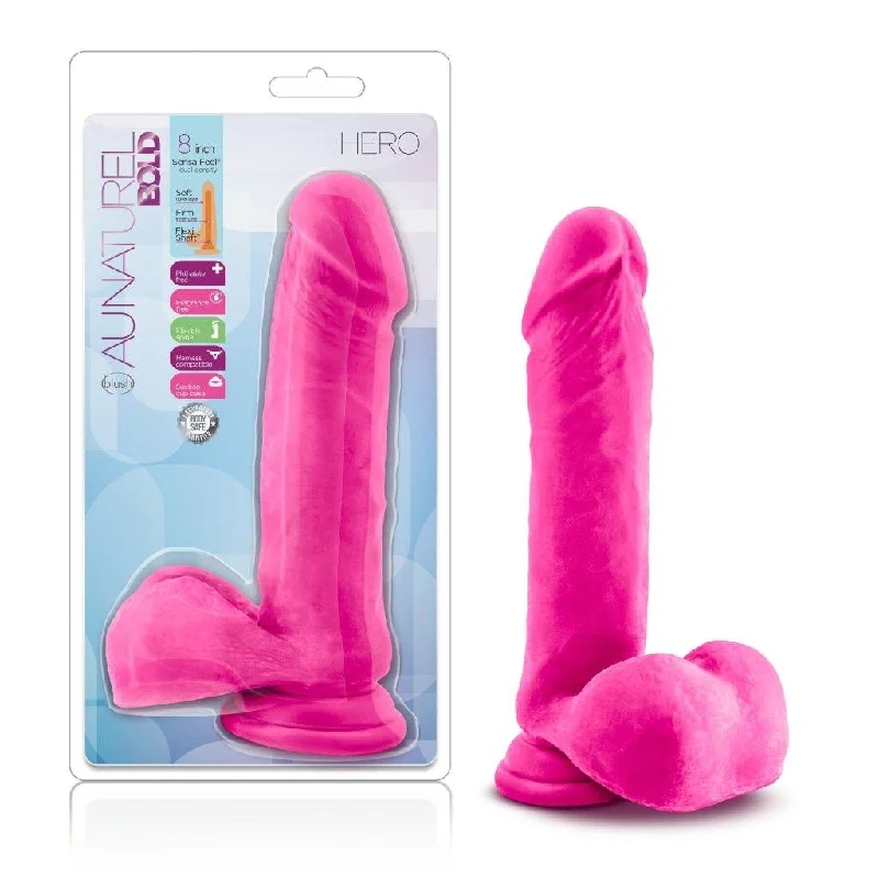 anal toys with polished finish-Au Naturel Bold Hero 8in Dildo Pink