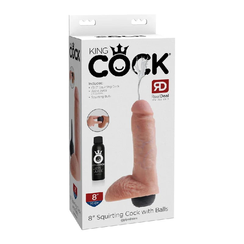 cock ring subtle grip-King Cock 8" Squirting Cock w/ Balls Flesh