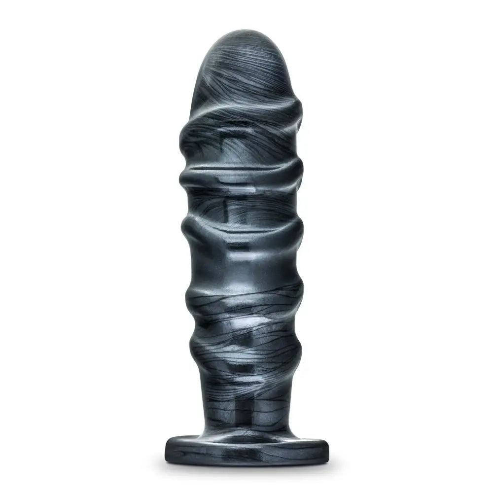 Penis-twitching-11-inch Blush Novelties Black Large Ridged Dildo with Suction Cup Base