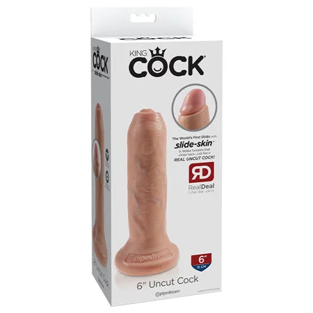 penis-vitamin-benefits-explained-Pipedream King Cock 6 in. Uncut Cock Realistic Dildo With Moveable Foreskin & Suction Cup Beige