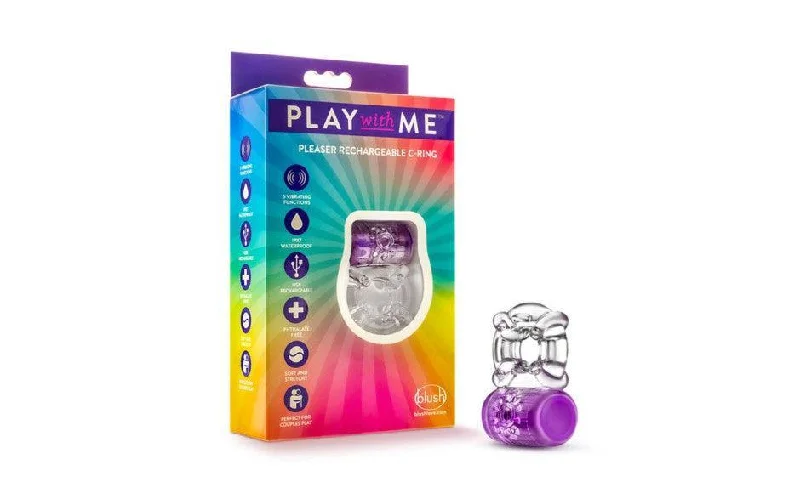 anal toys with comfy tip-Play with Me Pleaser Rechargeable C Ring Purple