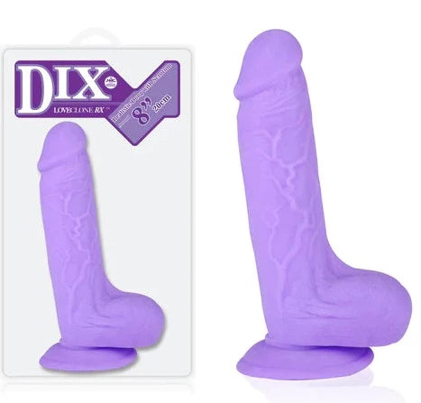 penis-health-myths-busted-Dix Realistic Dong with Balls and Suction Cup 8 inch Purple Dildo