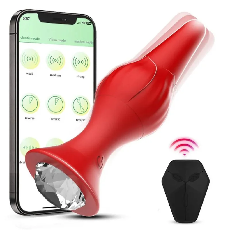 anal toys for deep fun-Remote Control Diamond Vibrating Butt Plug