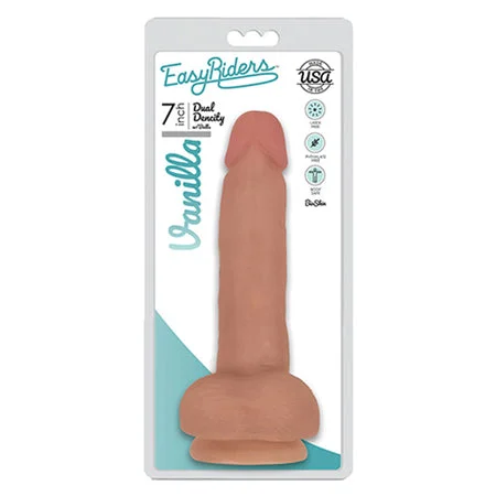 penis-vitamin-deficiency-treatments-Curve Toys Easy Riders 7 in. Dual Density Dildo with Balls & Suction Cup Beige