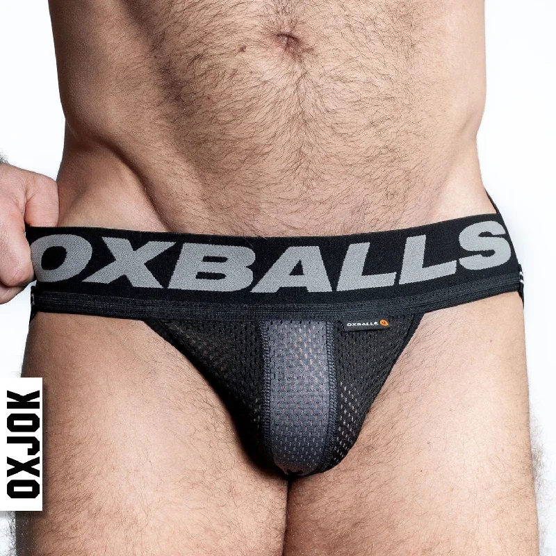 breezy bamboo briefs-Airmesh Upthrust Slider-Strap Jock Tar Black Small