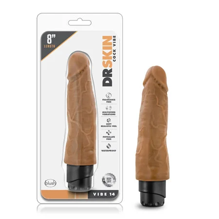 penis-exercise-routines-daily-Blush Dr. Skin Vibe 14 Realistic 8 in. Vibrating Dildo Tan