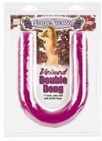 penis-rash-prevention-steps-Veined Double Dong 17-inch - Grape