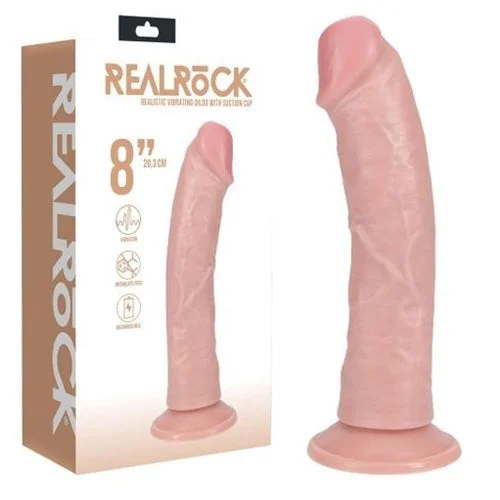 cock ring swift grip-REALROCK 8" Vibrating Cock - Flesh