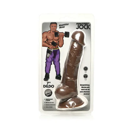 penis-skin-moisture-solutions-Jock Weightlifting Wesley 7 in. Dildo with Balls Dark