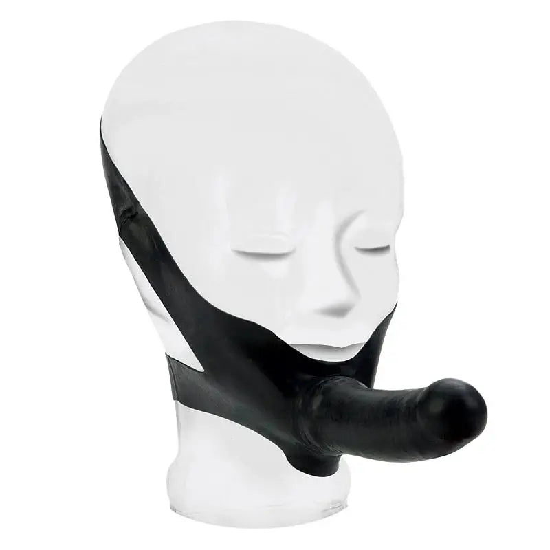 Penis-messy-California Exotic Black Latex Face Strap-on Dildo with Support Straps