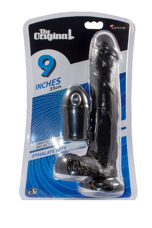 cock ring max texture-Si-20631 9in COCK W/BALLS W/ EGG & SUCTION-BLACK