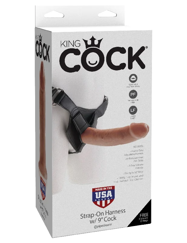 cock ring bold comfort-King Cock Strap-on Harness With 9" Cock - Tan