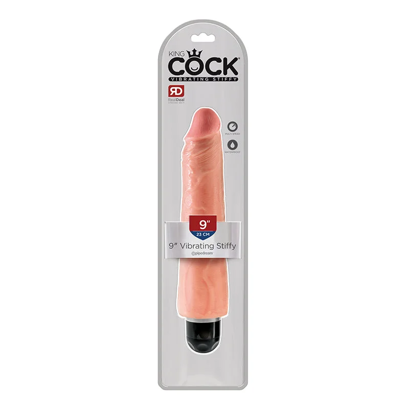 cock ring tough design-King Cock 9 inches Realistic Vibrating Stiffy Beige