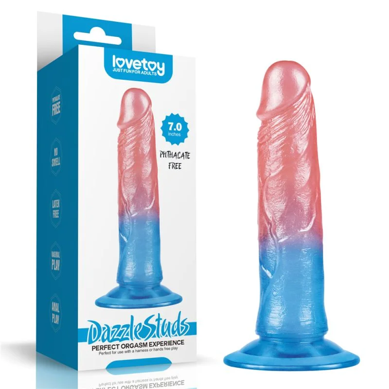 penis-swelling-prevention-ideas-Dazzle Studs - Dildo 7" - Pink/Blue