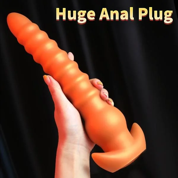 anal toys with thin base-Huge Anal Beads Butt Plug - Big Threads Silicone Anal Dildo Sex Toys for Women Men