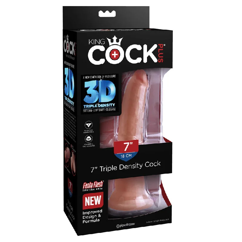 cock ring tough feel-King Cock Plus 7" Triple Density Cock Tan