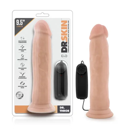 penis-health-vitamin-list-Blush Dr. Skin Dr. Throb Realistic 9.5 in. Vibrating Dildo with Suction Cup Beige