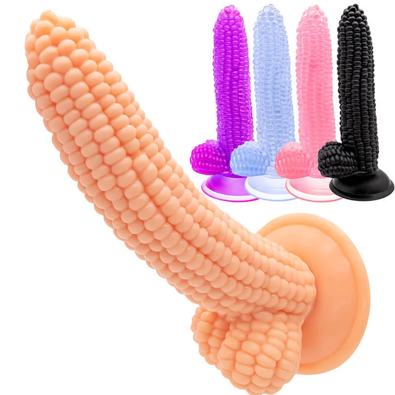 Penis-quivering-Silicone Corn Cob Dildo 6 Inch with Suction Cup Multiple Colors