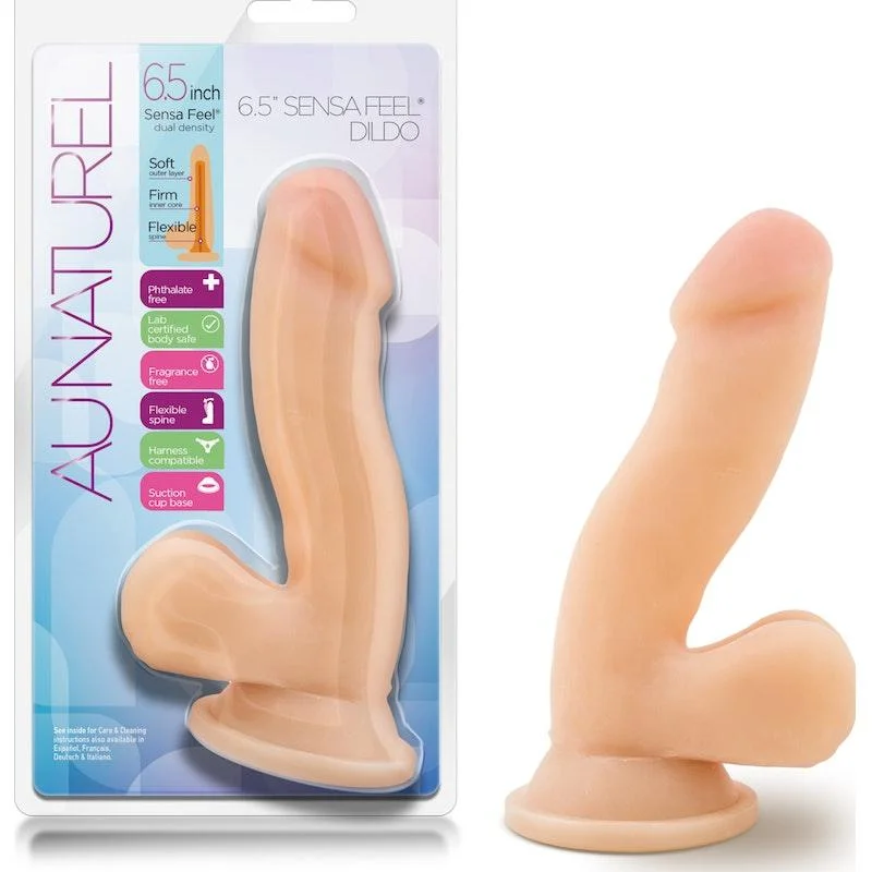 anal toys with sleek shapes-Au Naturel 6.5in Sensa Feel Dildo Beige