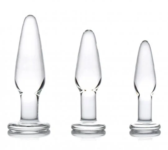 anal toys for deep relaxation-Sissy Dosha 3 Piece Glass Anal Plug Kit