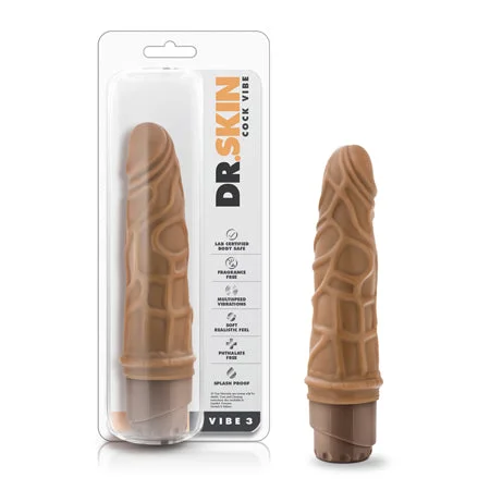 penis-rash-treatment-guide-Blush Dr. Skin Vibe 3 Realistic 7.25 in. Vibrating Dildo Tan