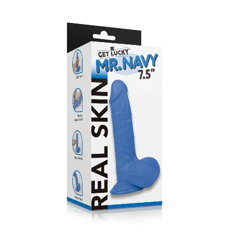 penis-growth-methods-natural-Get Lucky Ms. Navy 7.5 Inch Dildo - Blue