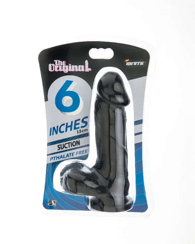 cock ring versatile grip-Si-20311 - 6in COCK W/BALLS W/SUCTION-BLACK