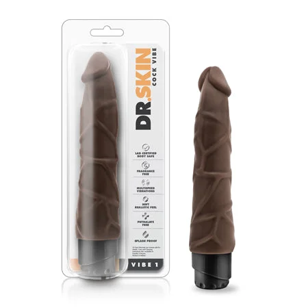 penis-rash-natural-remedies-Blush Dr. Skin Vibe 1 Realistic 9 in. Vibrating Dildo Brown