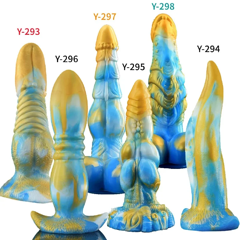 anal toys with secure hold-FAAK Multi Color Monster Large Dildo Silicone Anal Plug With Suction Cup Sex Toys For Women Men Knot Penis Female Masturbator