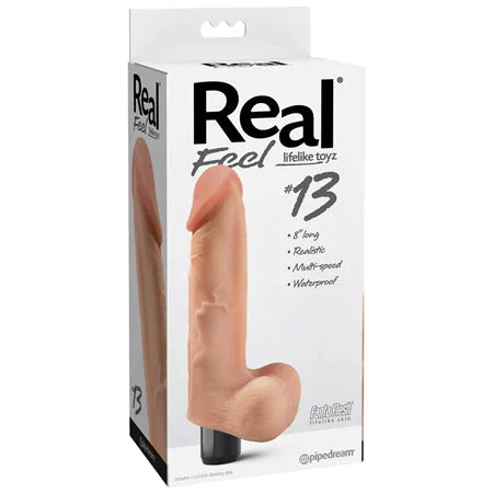 penis-skin-hydration-products-Pipedream Real Feel Lifelike Toyz No. 13 Realistic 8 in. Vibrating Dildo With Balls Beige