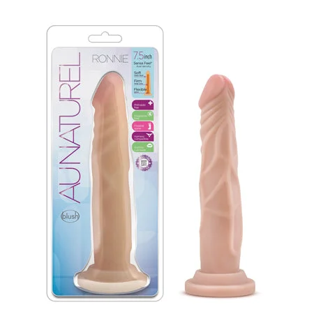 penis-measurement-guide-accurate-Blush Au Naturel Ronnie 7.5 in. Posable Dual Density Dildo with Suction Cup Beige