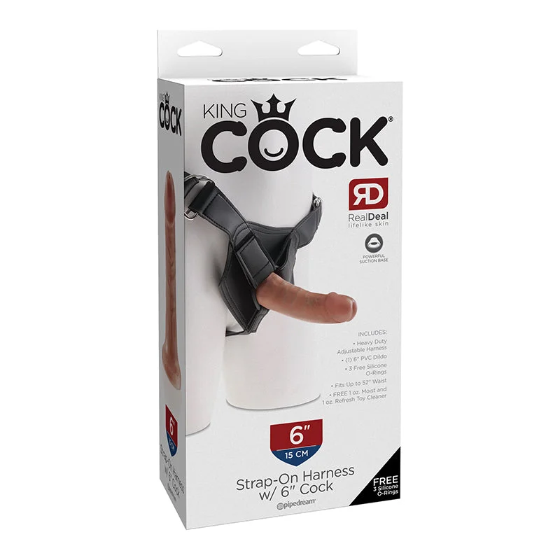 cock ring express shipping-King Cock Strap-on Harness W/ 6in Cock Tan