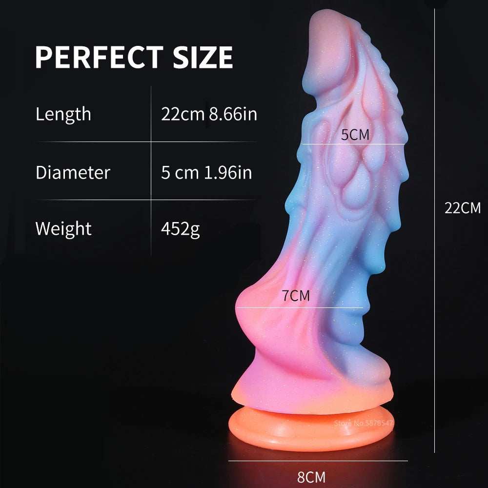 anal toys for gentle bliss-Monster Dragon Dildo - Luminous Butt Plug Colorful Glowing Anal Dildo Sex Toy