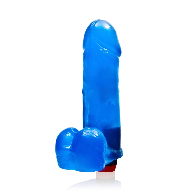 cock ring ultra texture-Si-30126 8in THICK COCK W/BALLS & VIBRATION-BLUE