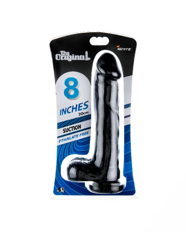 cock ring cozy grip-Si-20511 8in COCK W/BALLS W/SUCTION-BLACK