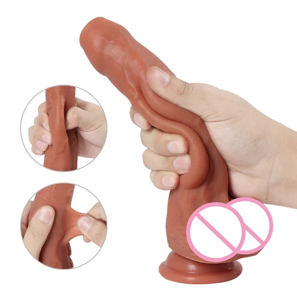 anal toys with handy vibes-Realistic Dildos for Women Foreskin Dildo Anal Vaginal Stimulation Strapon Soft Penis Skin Feel Big Penis Sex Toys for Woman