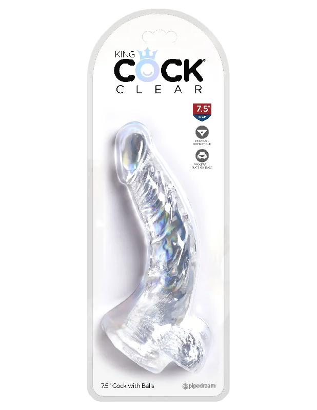 cock ring strong style-King Cock Clear 7.5 Inch Cock With Balls