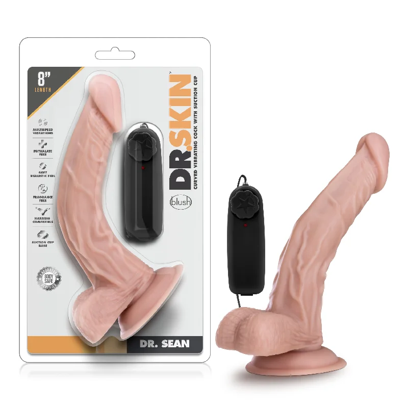 penis-growth-techniques-natural-Dr Skin - Dr Sean 8" Vibrating Cock with Suction Cup - Vanilla